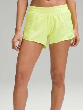 Lululemon Hotty Hot Lined Short 4" Electric Lemon Sz 12